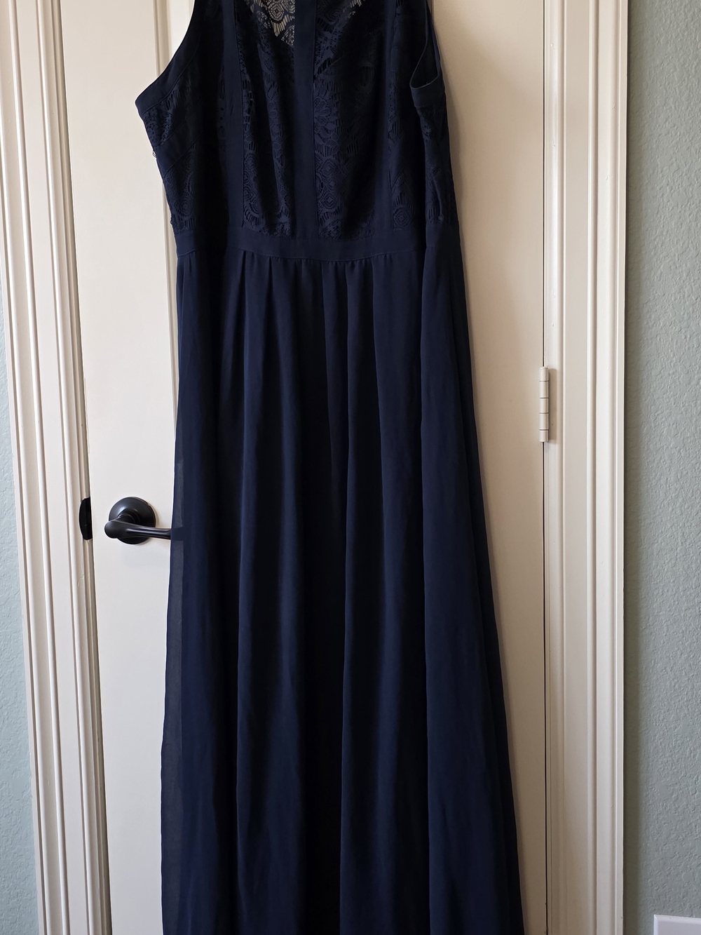 City Chic Navy Lace Chiffon Maxi Dress